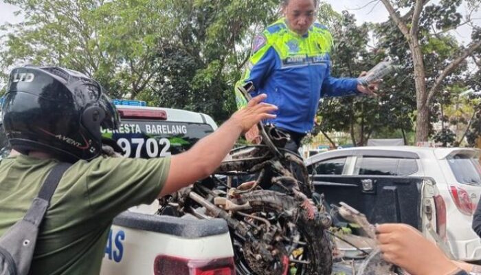 Emak-emak di Batam Terlindas Truk Trailer saat Boncengi Dua Anak, Motor Terbelah Dua
