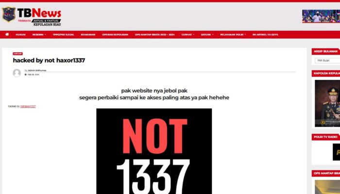 Hacker Diduga Posting Konten di Situs Polda Kepri