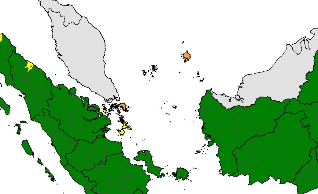 Peta kerawanan kekeringan meteorologis Kepulauan Riau April 2026