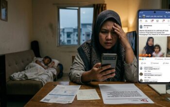 Ilustrasi akun anonim di Facebook sedang menyebarkan postingan fitnah terhadap nasabah pinjol