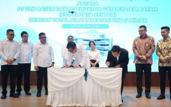 Penandatanganan Perjanjian Jual Beli Tenaga Listrik (PJBTL) antara PT PLN Batam dan PT Equator Gate System (EGS) Batam di Aula Tanjung Kasam, Kantor Korporat PLN Batam, Senin (25/5/2026).