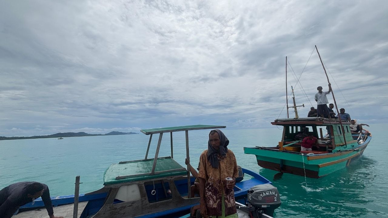 Kondisi perairan Pulau Laut Natuna lokasi hilangnya seorang warga saat mencari kepiting.
