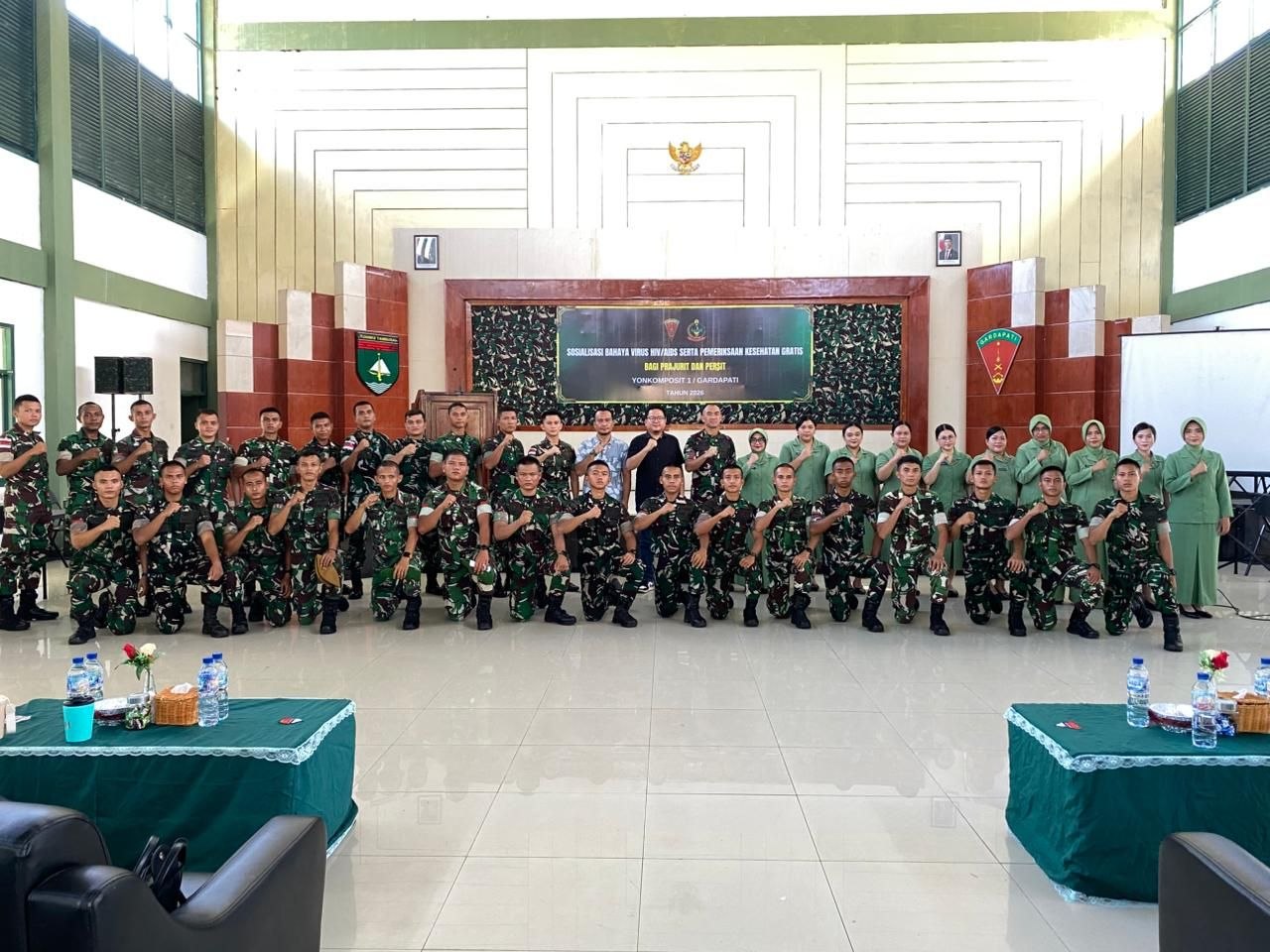Sosialisasi bahaya dan pencegahan HIV/AIDS oleh Dinkes Natuna di Batalyon Komposit 1 Gardapati.