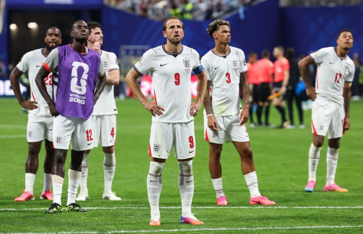 Ekspresi kecewa Harry Kane setelah laga Inggris vs Argentina di semifinal Piala Dunia 2026