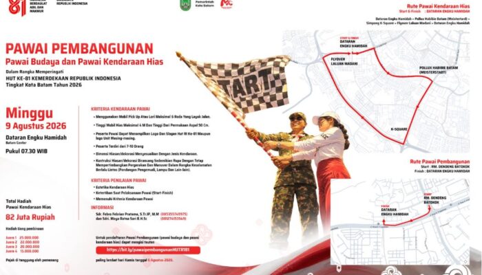 Sambut HUT ke-81 RI, Pemko Batam Gelar Pawai Pembangunan & Kendaraan Hias: Amsakar-Li Claudia Ajak Warga Unjuk Kreativitas