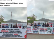 Perbandingan foto asli dan editan spanduk protes warga Rempang Batam.