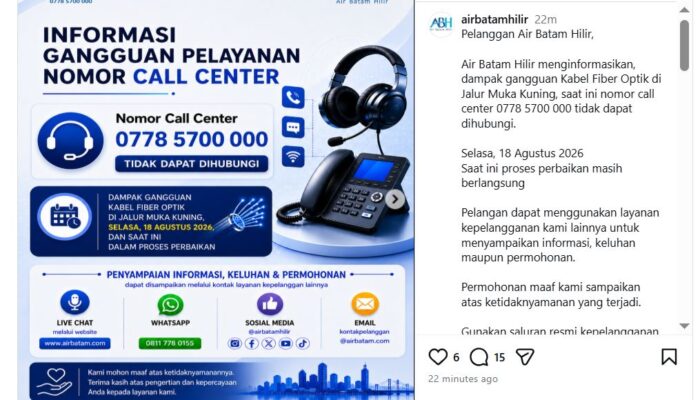 Air Mati Warga Batam Ngamuk, IG Air Batam Hilir Dibatasi Usai Digeruduk Netizen