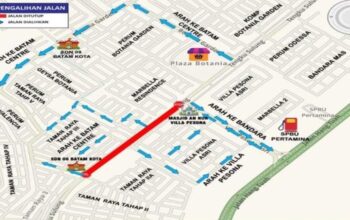 Simpang Dotamana–SMAN 3 Diperbaiki, Jalan Tengku Sulung Batam Ditutup Hingga Selesai