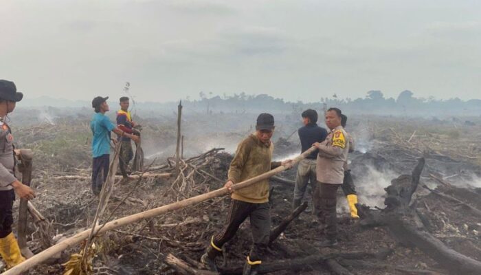 Karhutla Lingga Meluas 32 Hektar, Tim Gabungan Pertaruhkan Nyawa Amankan Kebun Sagu Warga