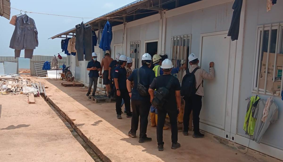 Suasana area proyek dan hunian pekerja di Kawasan Ekonomi Khusus KEK Tanjung Sauh Batam.