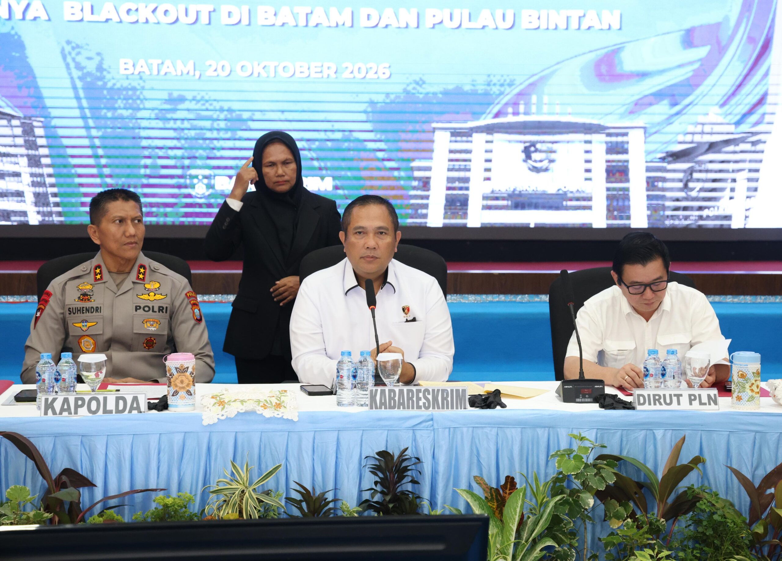 Konferensi pers Bareskrim Polri dan Polda Kepri terkait penetapan tersangka kasus blackout listrik Batam-Bintan