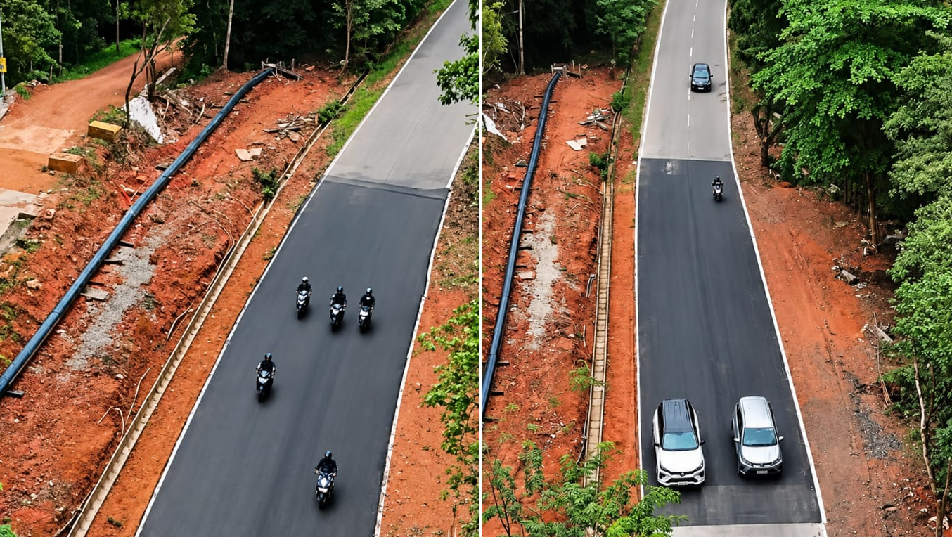 Kondisi lalu lintas di Tanjakan Vista Jalan Gajah Mada Batam setelah resmi dibuka kembali